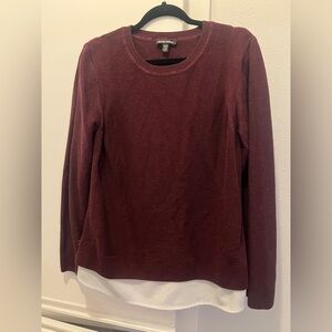 Burgundy Ribbed Sweater with layered look